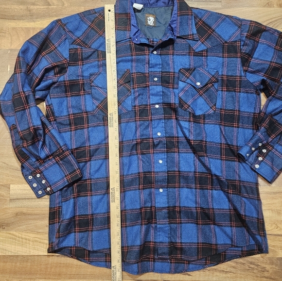 Vintage Karman Western Pearl Snap Shirt Plaid Cowboy Rodeo 18 35 XL - Picture 4 of 6